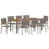 vidaXL Garten Essgruppe 9 pcs Grau Poly-Rattan