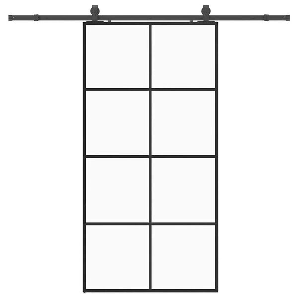vidaXL Schiebet&uuml;r mit Beschlag Schwarz 102,5x205 cm ESG-Glas