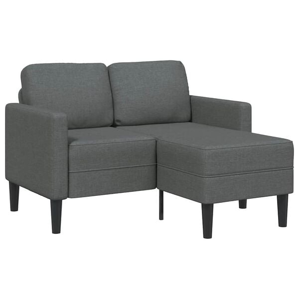 vidaXL 2-Sitzer-Sofa mit Chaiselongue L-f&ouml;rmig Dunkelgrau 125 cm Stoff