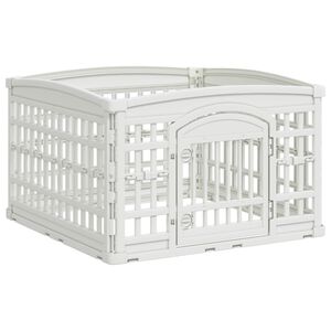 vidaXL 4-Panel Hundelaufstall 88 x 88 x 56 cm Kunststoff Wei&szlig; Klappbar