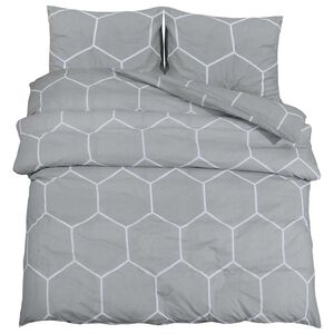 vidaXL Bettw&auml;sche-Set Grau und Wei&szlig; 240x220 cm Baumwolle