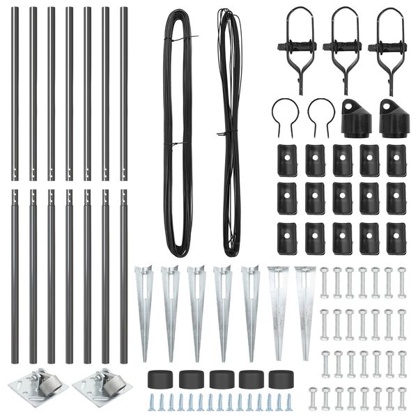 vidaXL Zaunpfosten 7 pcs Grau Ø32mm 160 cm Verzinkter Stahl