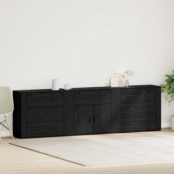 vidaXL Sideboard Schwarz Eichen-Optik 240 x 33 x 70 cm Holzwerkstoff
