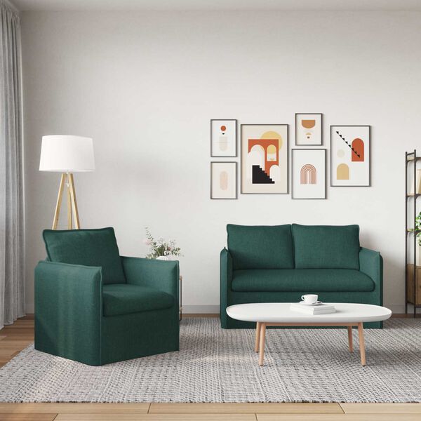 vidaXL Sofa Set 2 pcs Dunkelgr&uuml;n 196 x 82 x 85 cm Stoff