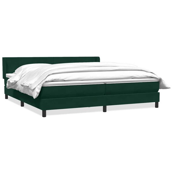 vidaXL Boxspringbett mit Matratze Dunkelgr&uuml;n 180x220 cm Samt