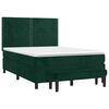 vidaXL Boxspringbett mit Matratze Dunkelgr&uuml;n 140x200 cm Samt