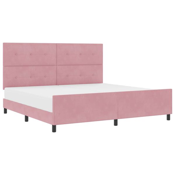 vidaXL Boxspringbett mit Kopfteil Rosa 200 x 200 cm Samt