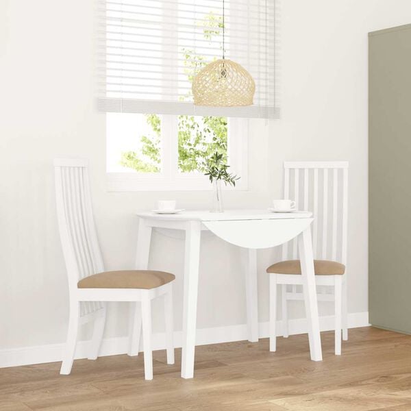 vidaXL Esszimmerstühle mit Kissen 2 Stk. Weiß Massivholz Gummibaum