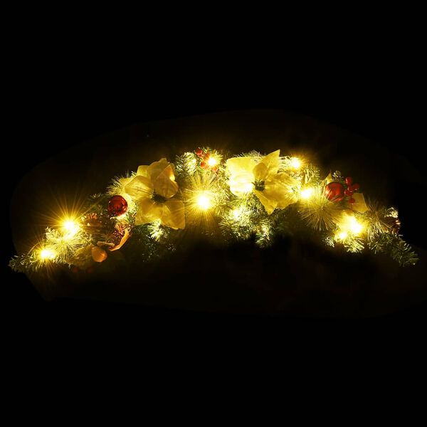 vidaXL Weihnachts-Türbogen mit LED-Lichtern Grün 90 cm PVC