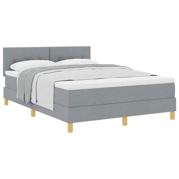 vidaXL Boxspringbett mit Matratze Hellgrau 140 x 190 cm Stoff