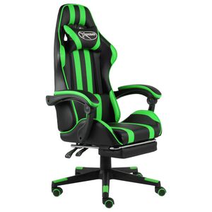 vidaXL Gaming-Stuhl mit Fu&szlig;st&uuml;tze Schwarz und Gr&uuml;n Kunstleder