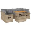 vidaXL 7-tlg. Garten-Sofagarnitur mit Kissen Beige Poly Rattan