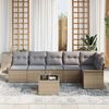 vidaXL Garten-Sofa-Set mit Kissen mit Speicher 7 pcs Beige Poly Rattan