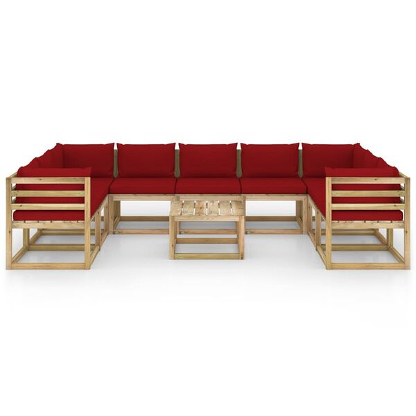 vidaXL 10-tlg. Garten-Lounge-Set mit Kissen Impr&auml;gniertes Kiefernholz