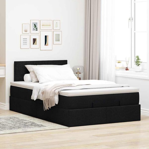 vidaXL Ottoman-Bett mit Matratze Schwarz 120x200 cm Stoff