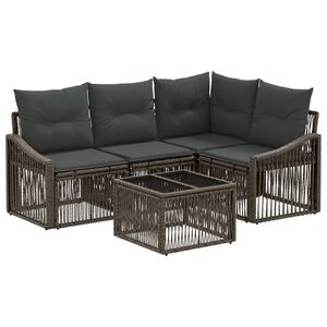 vidaXL Gartensofa-set 5 stk. 4-Sitzer Grau Poly-Rattan