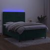 vidaXL Boxspringbett mit Matratze & LED Dunkelgr&uuml;n 140x190 cm Samt