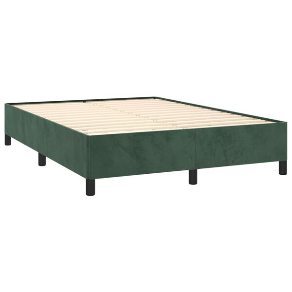 vidaXL Boxspringbett mit Matratze Dunkelgr&uuml;n 140x200 cm Samt