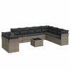 vidaXL 11-tlg. Garten-Sofagarnitur mit Kissen Grau Poly Rattan