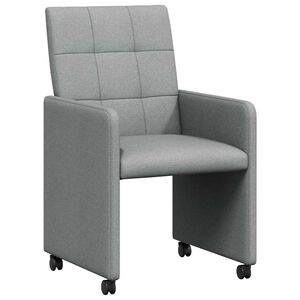 vidaXL Esszimmerst&uuml;hle mit Rollen 2 stk. Stoff Hellgrau