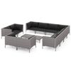 vidaXL 12-tlg. Garten-Lounge-Set mit Kissen Poly Rattan Dunkelgrau
