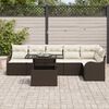 vidaXL Garten-Sofa-Set mit Kissen mit Kissen 7 pcs Braun Poly Rattan