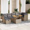 vidaXL 8-tlg. Garten-Sofagarnitur mit Kissen Beige Poly Rattan Akazie