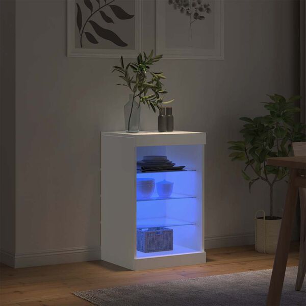 vidaXL Sideboard mit LED-Leuchten Wei&szlig; 41x37x67 cm