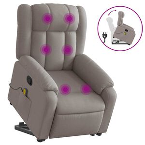 vidaXL Massagesessel mit Aufstehhilfe Taupe Stoff