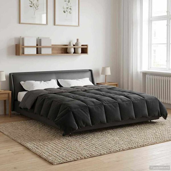 vidaXL Ganzjahresbettdecke Gepolstert Hellgrau 200 x 240 cm Mikrofaser