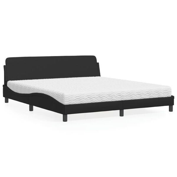 vidaXL Bett mit Matratze "Dover" Schwarz 180x200 cm Kunstleder