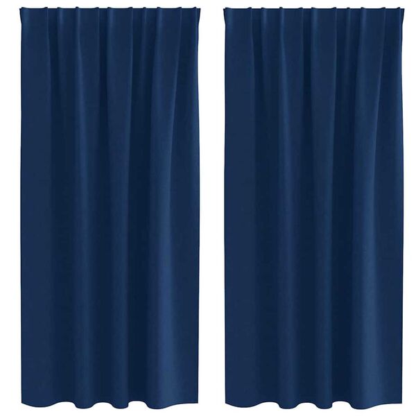 vidaXL Verdunkelungs-Vorh&auml;nge mit Ringen 2 pcs Dunkelblau 175 x 140 cm