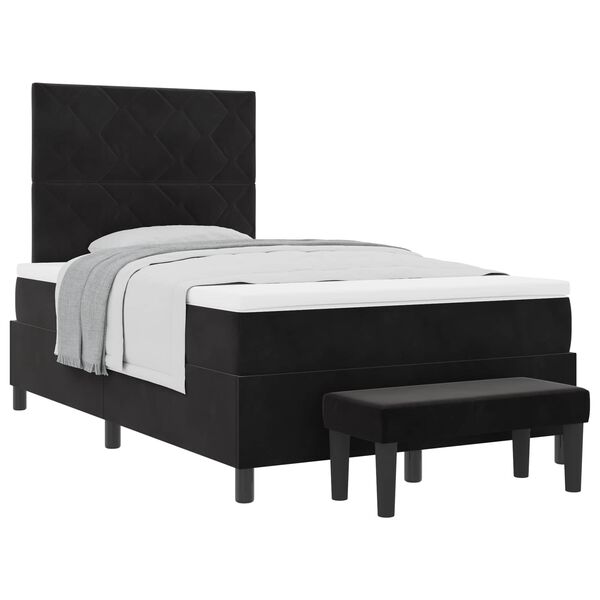vidaXL Boxspringbett mit Matratze Schwarz 120 x 190 cm Samt