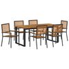 vidaXL Garten Essgruppe 7 pcs Schwarz Massivholz Akazie