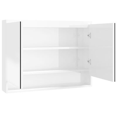 vidaXL Spiegelschrank fürs Bad 80x15x60 cm MDF Glänzend Weiß