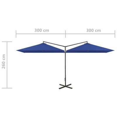 vidaXL Doppel-Sonnenschirm mit Stahlmast Azurblau 600x300 cm