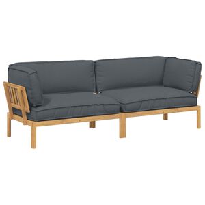 vidaXL Sofa Set mit Kissen Uni 2 pcs Anthrazit Massivholz Akazie