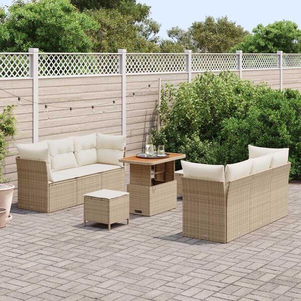 vidaXL Garten-Sofa-Set 9 pcs Beige Poly-Rattan