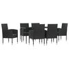 vidaXL 7-tlg. Garten-Essgruppe Schwarz Poly Rattan und Stahl