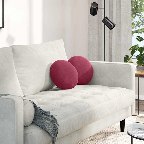 vidaXL Sitzkissen 2 St&uuml;ck Weinrot &Oslash; 30 x 13 cm Samt