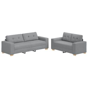 vidaXL 2-teiliges Sofa-Set mit Kissen, hellgrauer Stoff