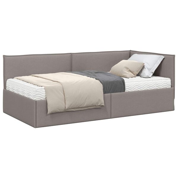 vidaXL Eckbettgestell mit Matratze mit Kopfteil 2 pcs Taupe Samt