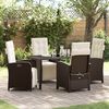 vidaXL Garten Essgruppe mit Kissen 5 pcs Braun Poly-Rattan