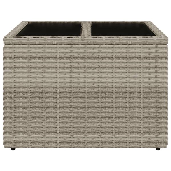 vidaXL Gartentisch mit Glasplatte Hellgrau 55x55x37 cm Poly Rattan