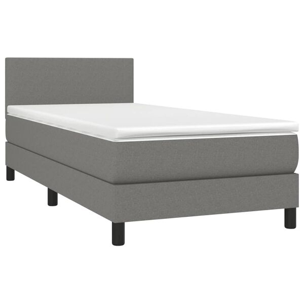 vidaXL Boxspringbett mit Matratze & LED Dunkelgrau 90x190 cm Stoff
