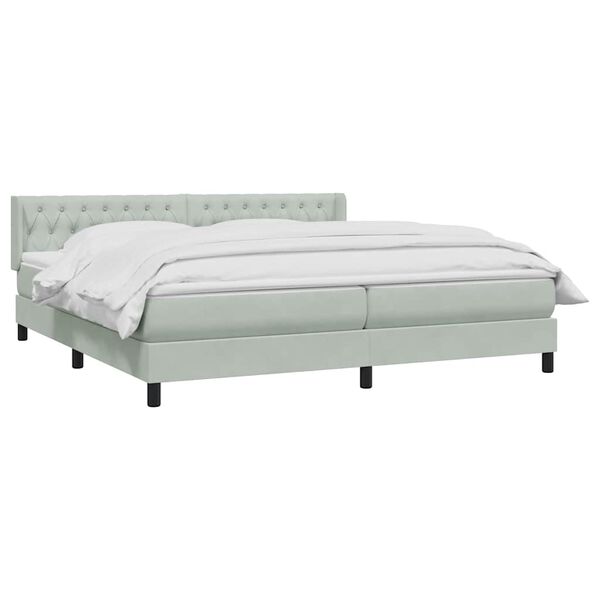 vidaXL Boxspringbett mit Matratze Hellgrau 200x220 cm Samt