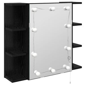 vidaXL Spiegelschrank mit Regal Schwarz Eichen-Optik 70 x 16,5 x 60 cm