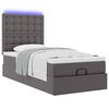 vidaXL Ottoman-Bett mit Matratze & LEDs Grau 90x200 cm Kunstleder