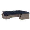 vidaXL 10-teiliges Gartensofa-Set mit Kissen, grau, Polyrattan