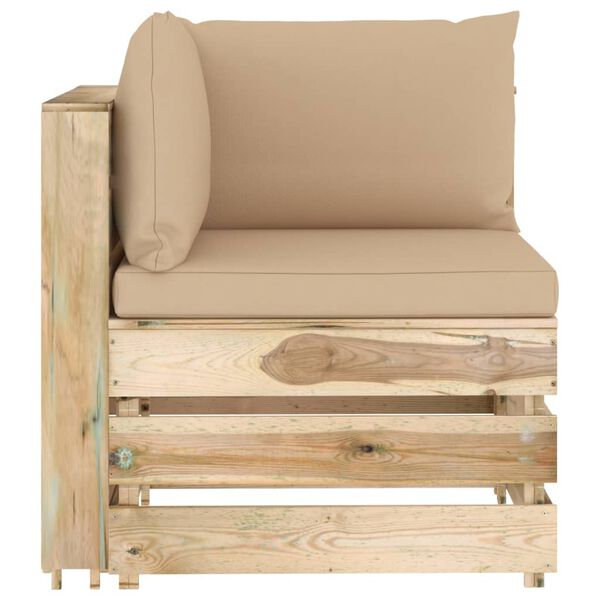 vidaXL 5-tlg. Garten-Lounge-Set mit Kissen Gr&uuml;n Impr&auml;gniertes Holz